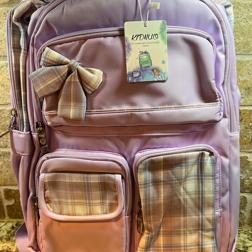 Kids Lavender Backpack with Bow by